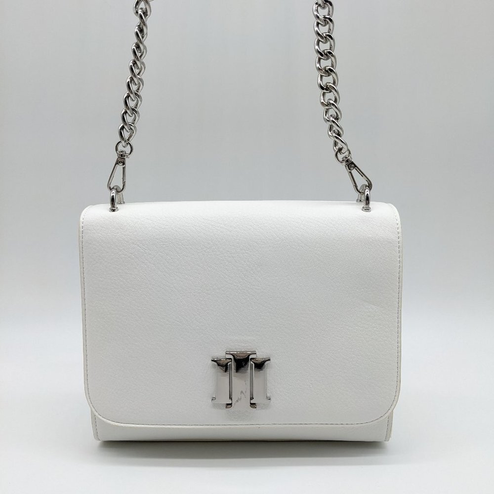 INC Sibbell faux-leather women's mini crossbody bag WHITE